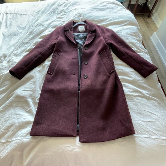 Abercrombie Women's Wool-Blend Dad Coat in XS Petite - Dark Burgundy - Picture 1 of 5